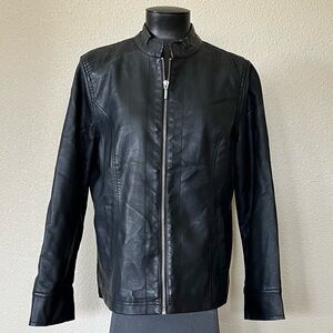Christopher & Banks Black Leather Motorcycle Jacket